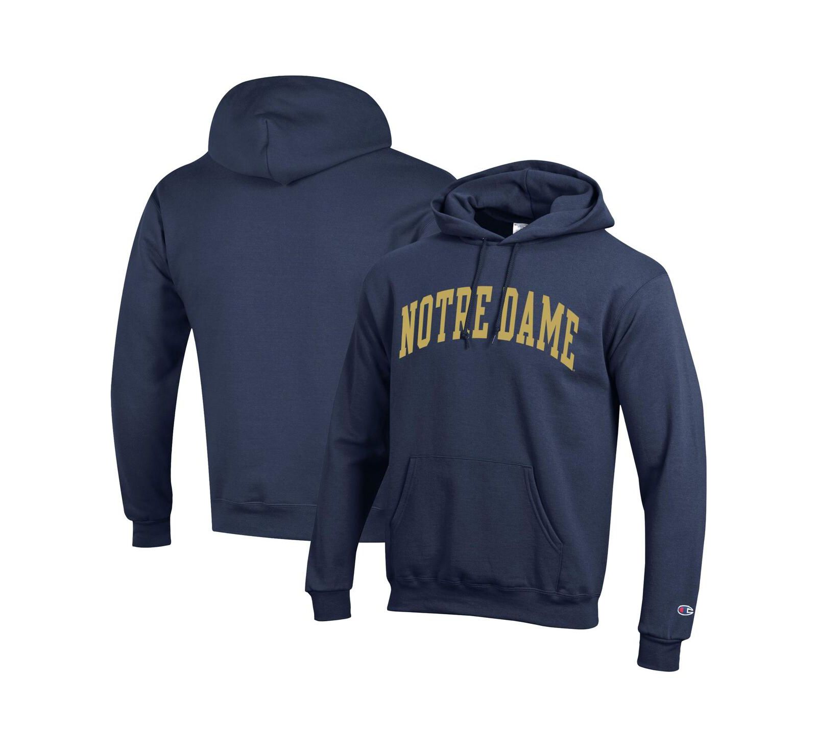 Мужская толстовка Champion Navy Notre Dame Fighting Irish Basic Arch Fleece Pullover Hoodie