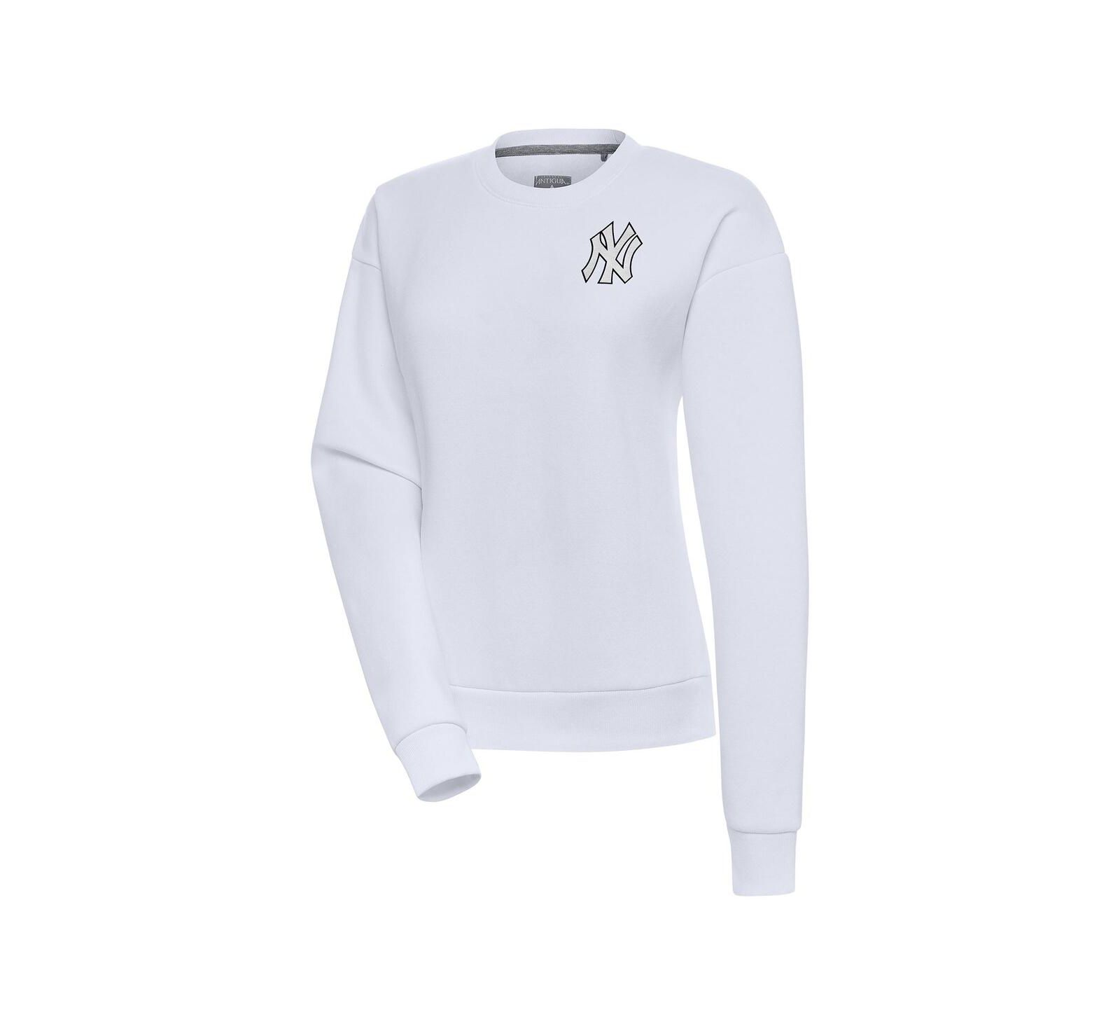 Женская толстовка Antigua White New York Yankees Brushed Metallic Victory Pullover