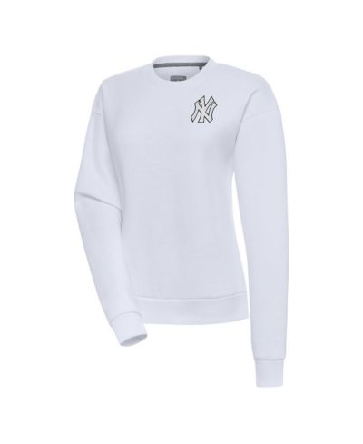 Женская толстовка Antigua White New York Yankees Brushed Metallic Victory Pullover