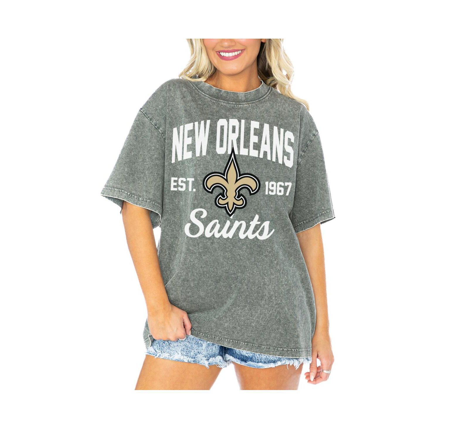 Gameday Couture Женская футболка Boyfriend Washed серого цвета New Orleans Saints Tackle Titan