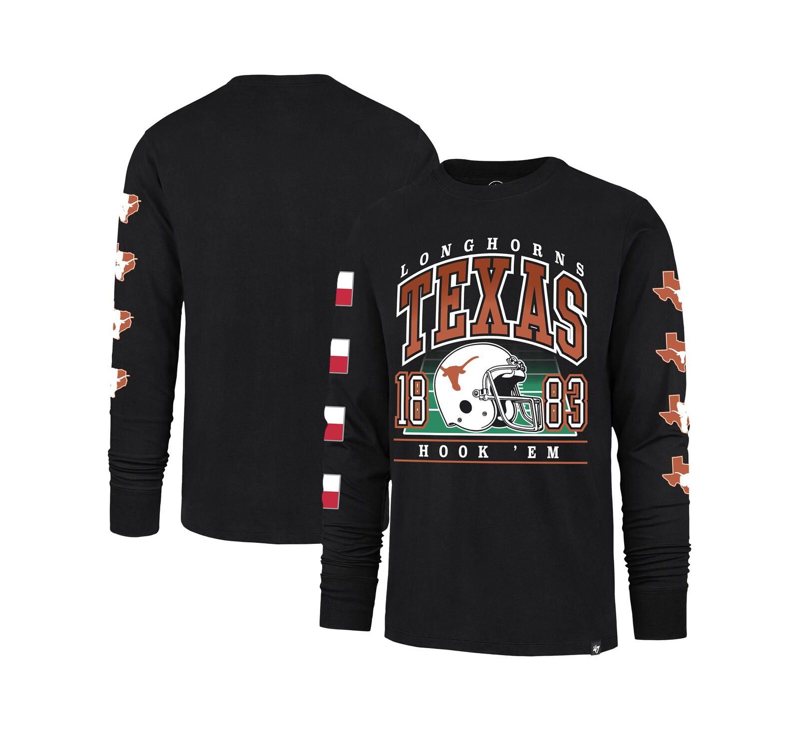 Мужская футболка '47 Brand Black Texas Longhorns Go Big с длинным рукавом