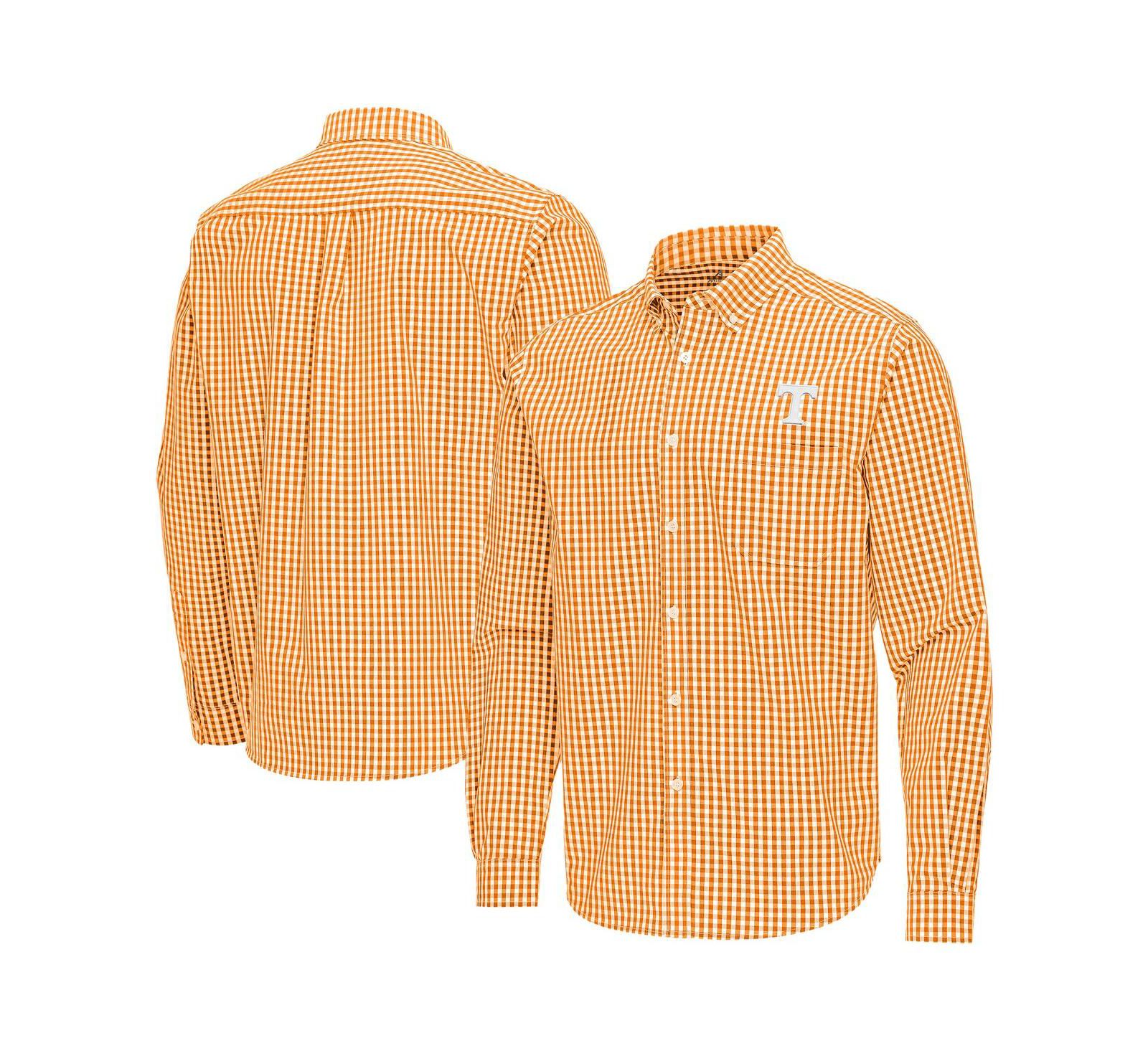 Мужская рубашка Antigua Tennessee Volunteers Ellis Woven Tri-Blend с длинным рукавом
