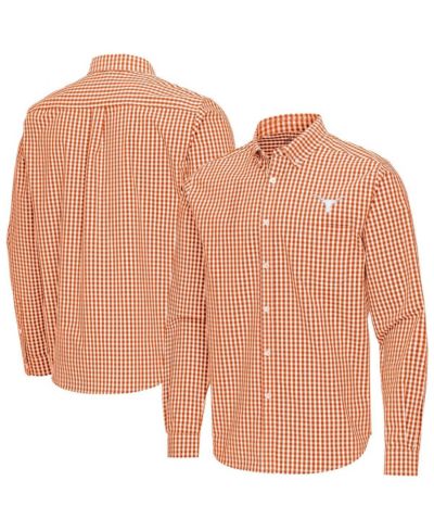 Antigua Men's Burnt Orange Texas Longhorns Ellis Woven Tri-Blend Long Sleeve Button-Down Shirt