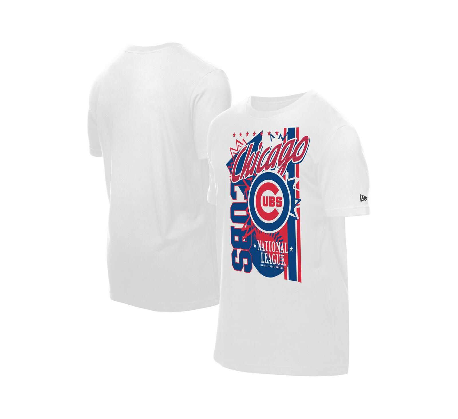New Era Men's White Chicago Cubs Big Graphic Domestic T-Shirt