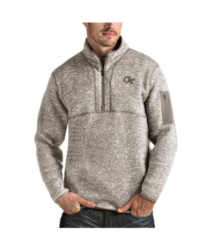 Antigua Men's Oatmeal Georgia Tech Yellow Jackets Fortune Half-Zip Pullover Jacket