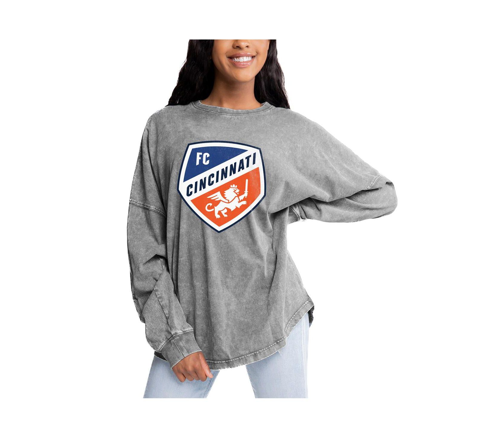 Gameday Couture Women's Gray FC Cincinnati Faded Wash Pullover Sweatshirt
