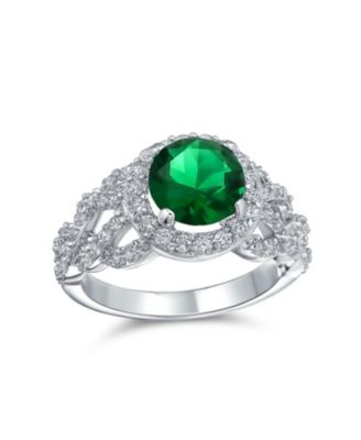 Коктейльное кольцо Bling Jewelry в стиле ар-деко с изумрудно-зеленой кубической цирконией 3CT