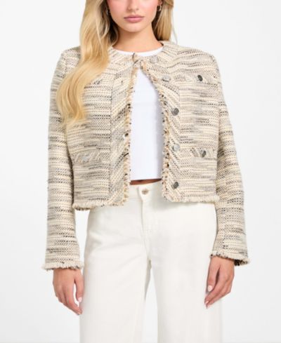 GUESS Women's Long Sleeves Tweed Jacket