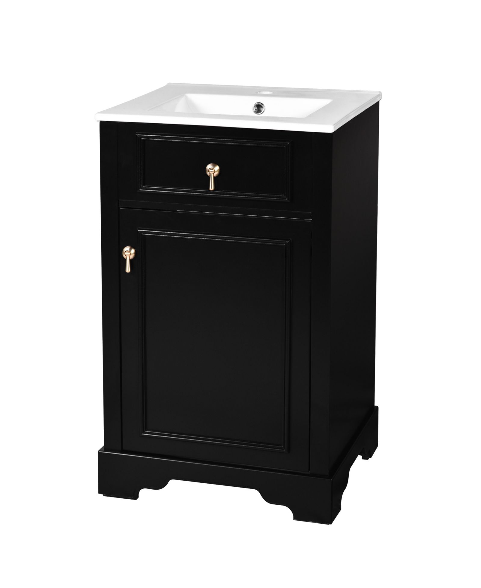 CASAINC 20" Bathroom Vanity with Ceramic Sink, Soft-Close Door, Adjustable Shelf and Door-Mounted Storage Rack