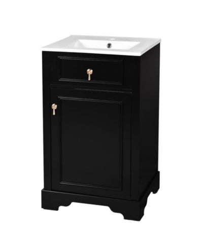 CASAINC 20" Bathroom Vanity with Ceramic Sink, Soft-Close Door, Adjustable Shelf and Door-Mounted Storage Rack
