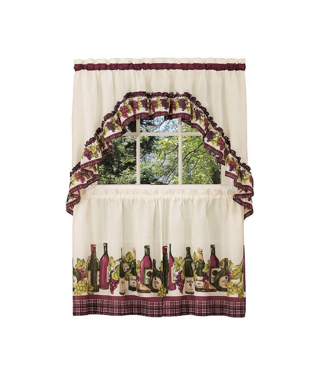 Kate Aurora комплект штор для кухни Chardonnay Complete Kitchen Curtain Tier Pair and Valance Set