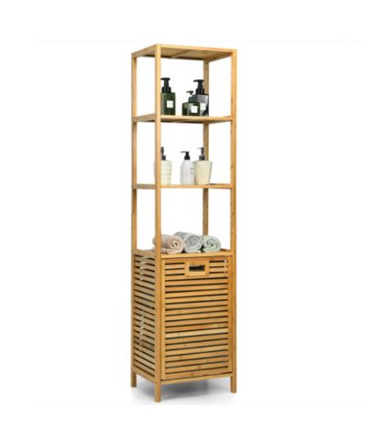 Корзина для белья Gymax Bamboo с 3-ярусными полками
