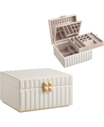 2-Tier Jewelry Box with Mirror- Floating effect, Cloud White