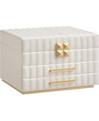 3-Tier Jewelry Box with Mirror, Cloud White