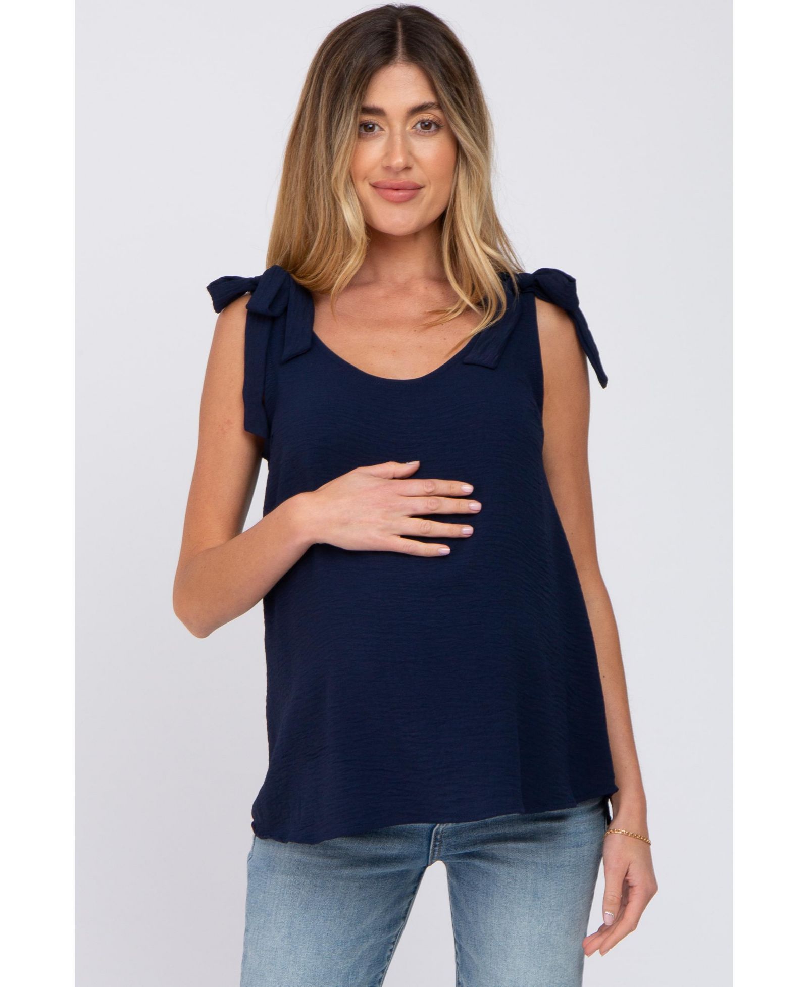 Женский топ Pinkblush Navy Blue Shoulder Bow Tank Top