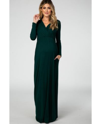 Pinkblush Women's Green Long Sleeve Nursing Maxi Dress