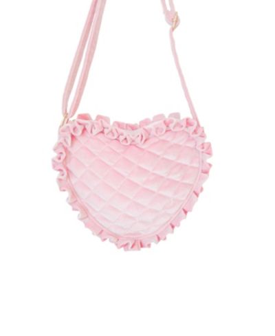 Bits & Bows Girls Velvet Ruffle Heart Purse in Pink