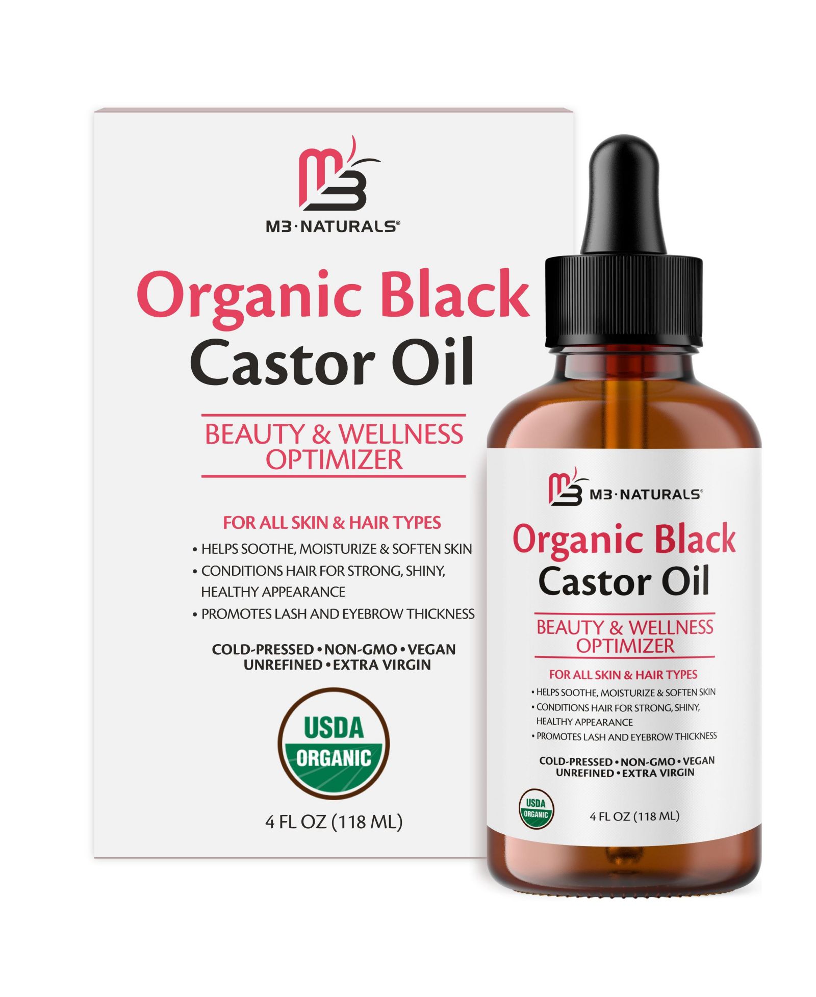 M3 Black Castor Oil Liquid, 4oz