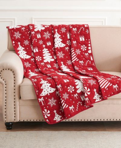Greenland Home Fashions reversible праздничный плед Jacquard Woven Peppermint Party, 50" x 60"