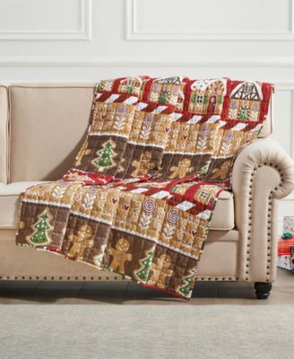 Greenland Home Fashions Gingerbread Lane Novelty Holiday Reversible Throw, 50" x 60"