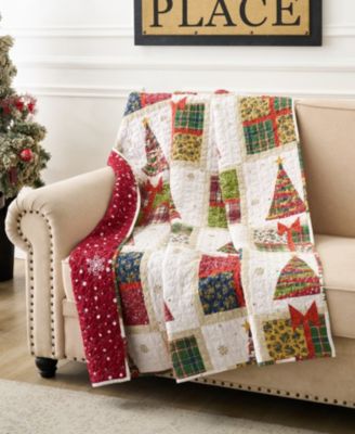 Greenland Home Fashions Deck the Halls Novelty Christmas Holiday Reversible Throw, 50" x 60"