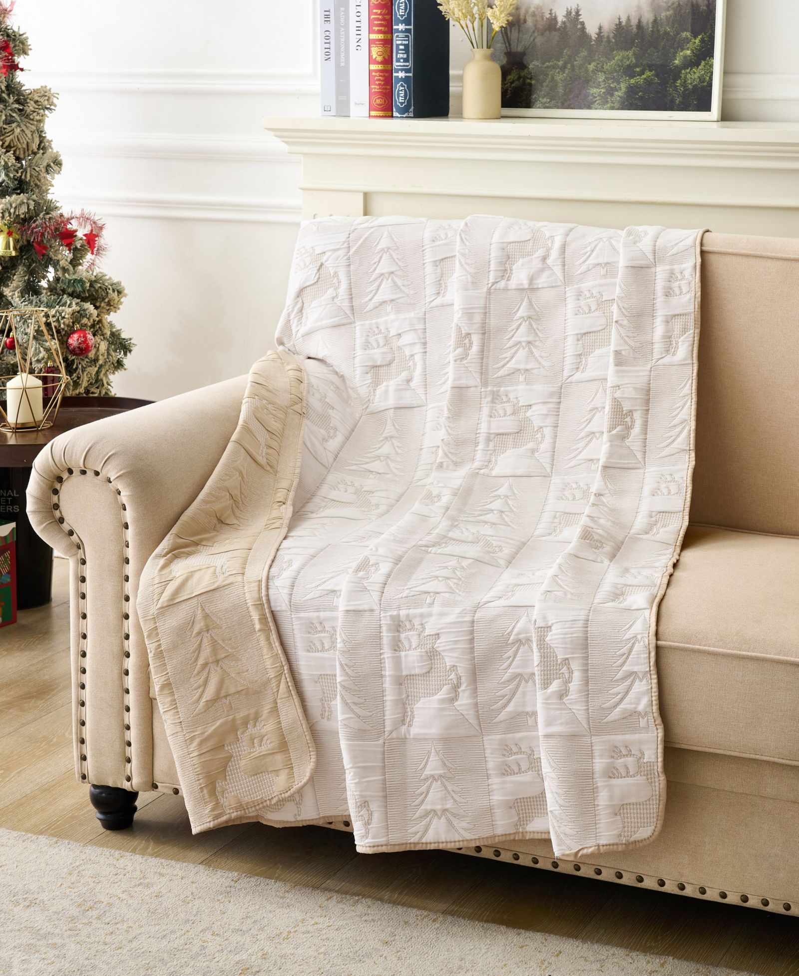 Плед Greenland Home Fashions Reindeer Games жаккардовый двусторонний праздничный 50" x 60"