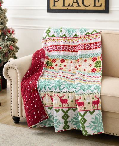 Декоративный плед Greenland Home Fashions Fair Isle Snow, двусторонний, 50" x 60"