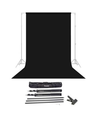 Savage бесшовный фоновый картон Widetone, ширина 86" x 36', черный #20 - комплект с системой поддержки фона Flashpoint 10' с воздушной амортизацией