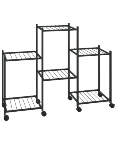 vidaXL 32.7"x9.8"x25" Iron Flower Stand with Wheels