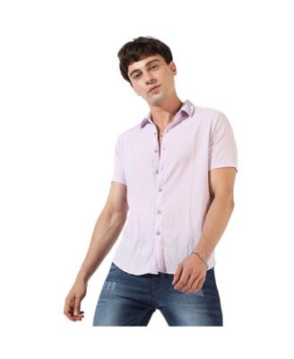 Cahoot Men's Campus Sutra Lavender Textured Regular Fit Casual Shirt