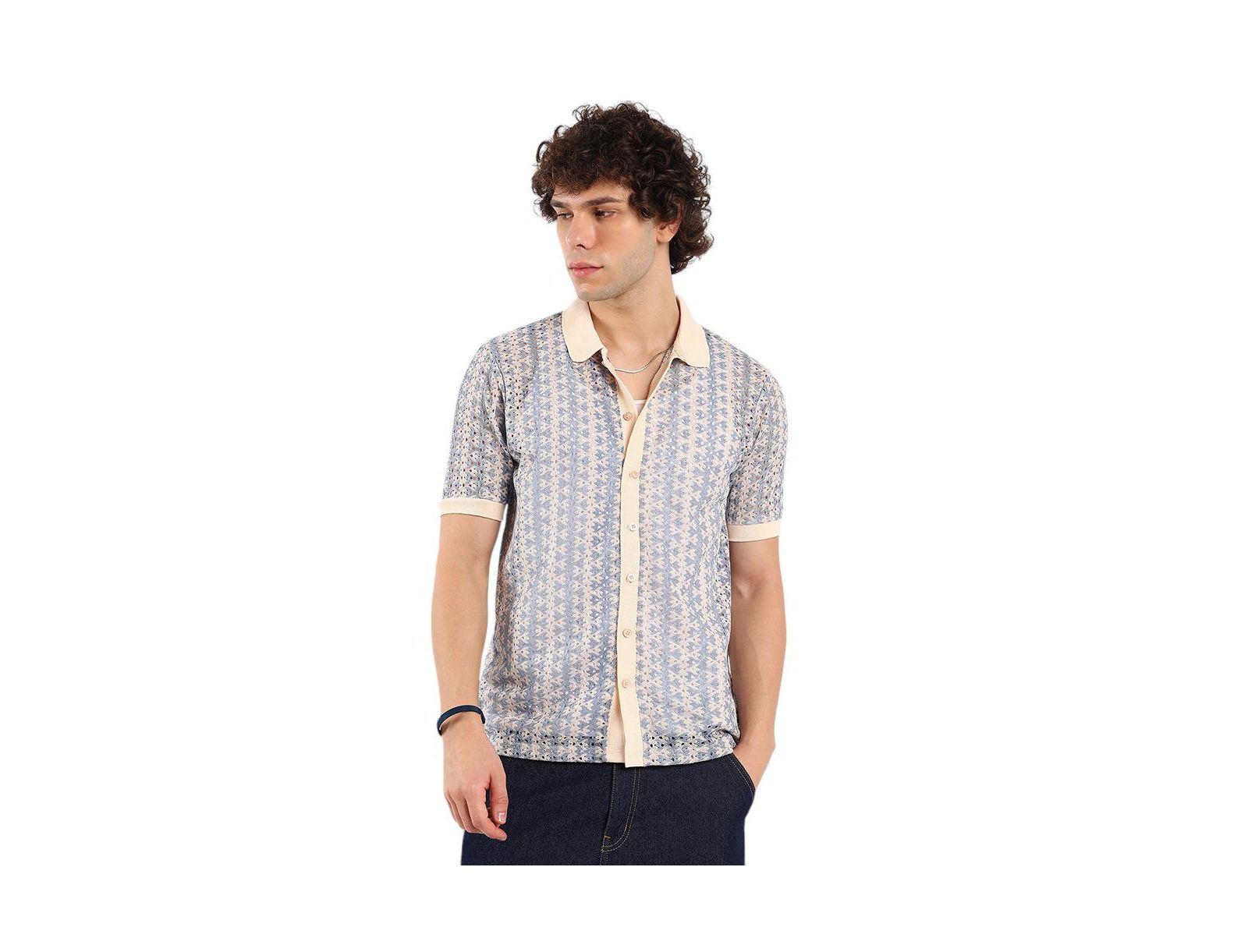 Cahoot Men's Campus Sutra Ditsy Floral Knit Shirt