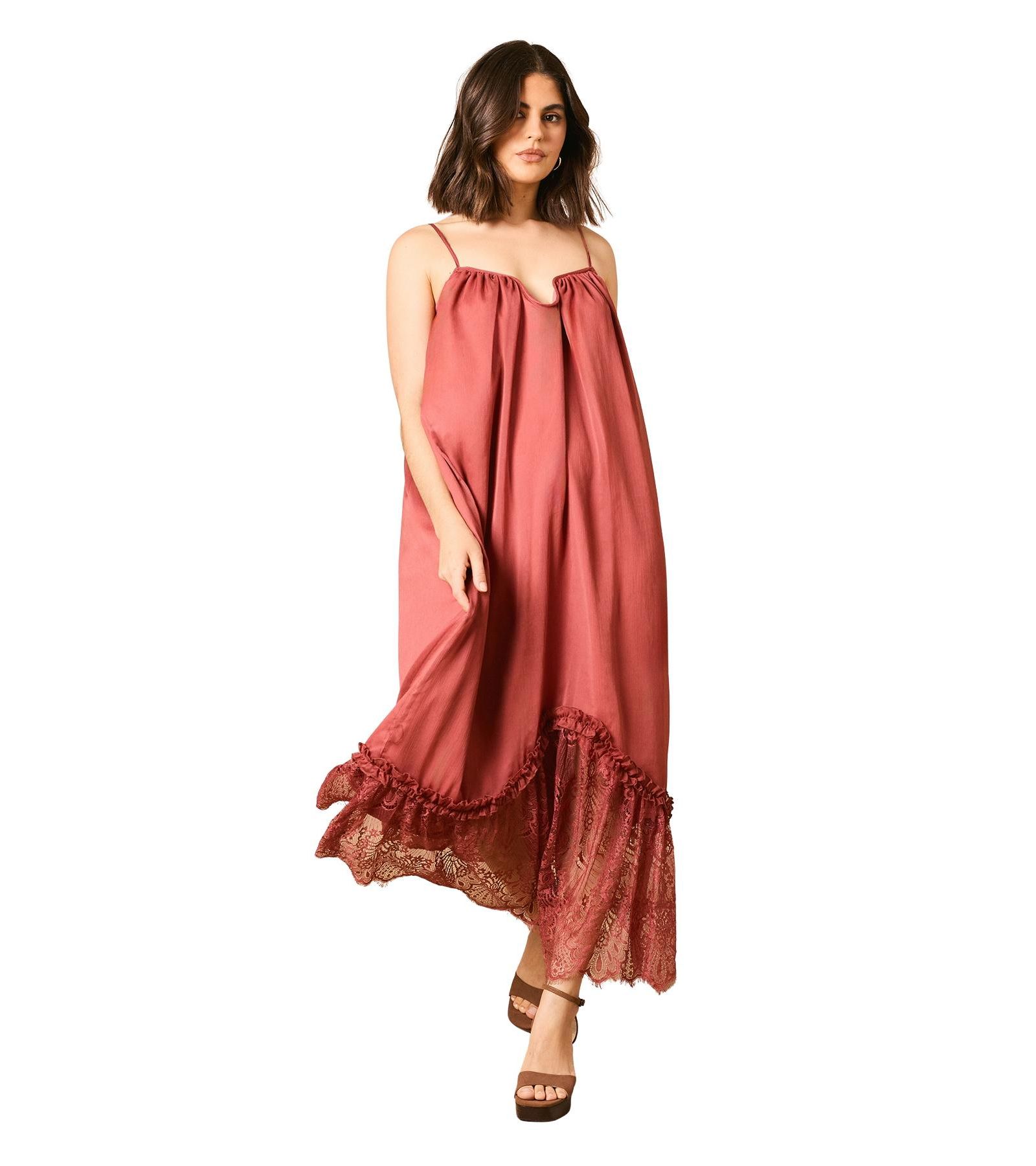 Oasis Women's Babydoll Floaty Lace Detail Maxi Dress
