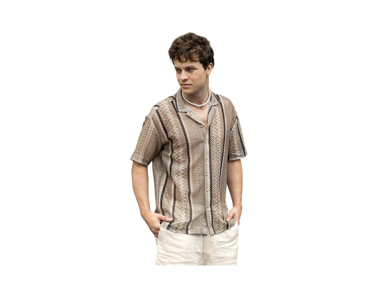 Campus Sutra Men's Striped Knit Oversized Shirt