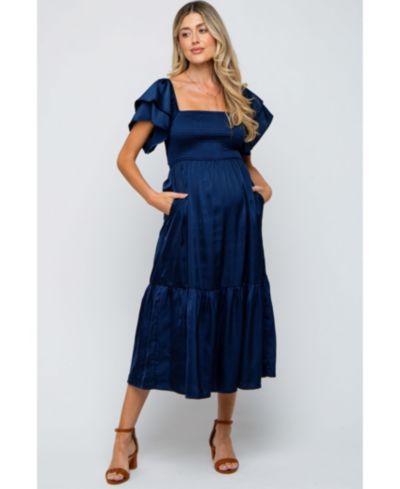 Женское миди-платье Pinkblush Navy Satin Flutter Sleeve