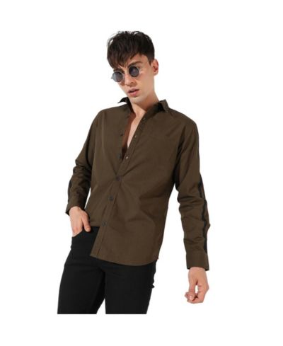 Мужская рубашка Campus Sutra Olive Green Side Striped