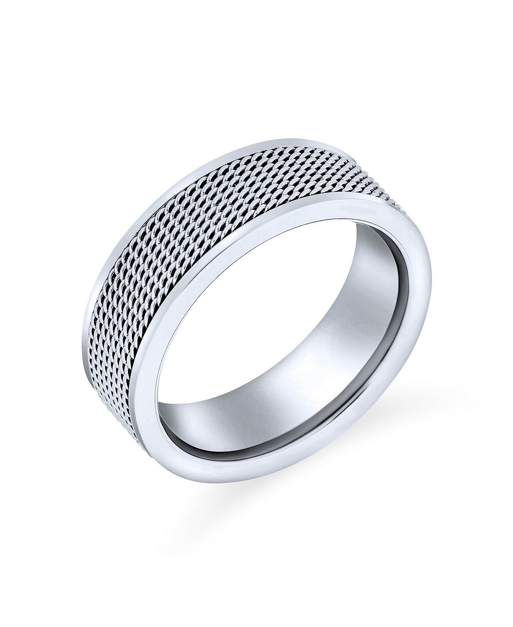 Кольцо Bling Jewelry Urban Biker-Inspired Design Rope Chain Mesh Band 8MM Stainless Steel