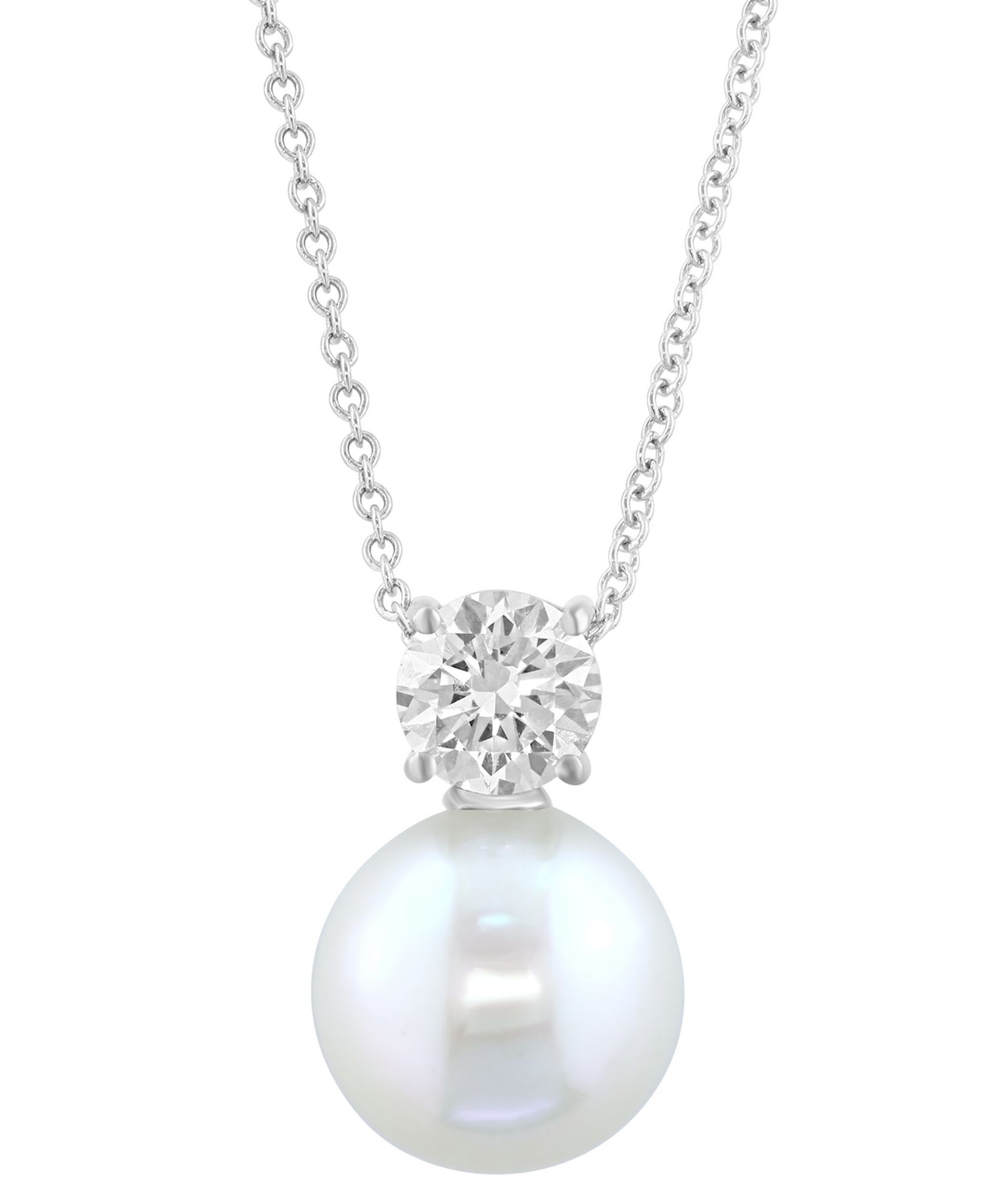 Подвеска EFFY Collection Cultured Freshwater Pearl (11mm) и Lab Grown Diamond (3/4 ct. t.w.) из стерлингового серебра