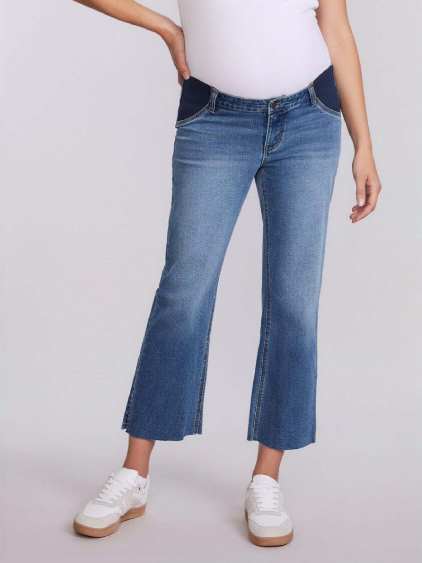 Motherhood Maternity Women's Under the Belly Wide Leg Crop Jeans - Motherhood