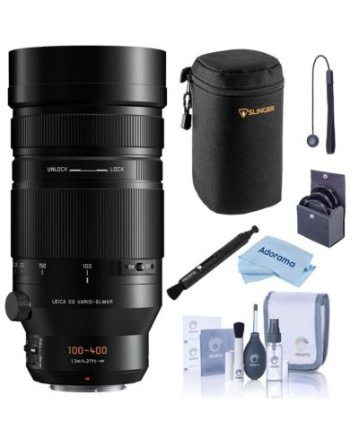 Panasonic Leica DG Vario-Elmarit 100-400mm f/4.0-6.3 II ASPH объектив, набор с большим чехлом для объектива, набором фильтров 72mm, ручкой-очистителем для объектива и набором для чистки