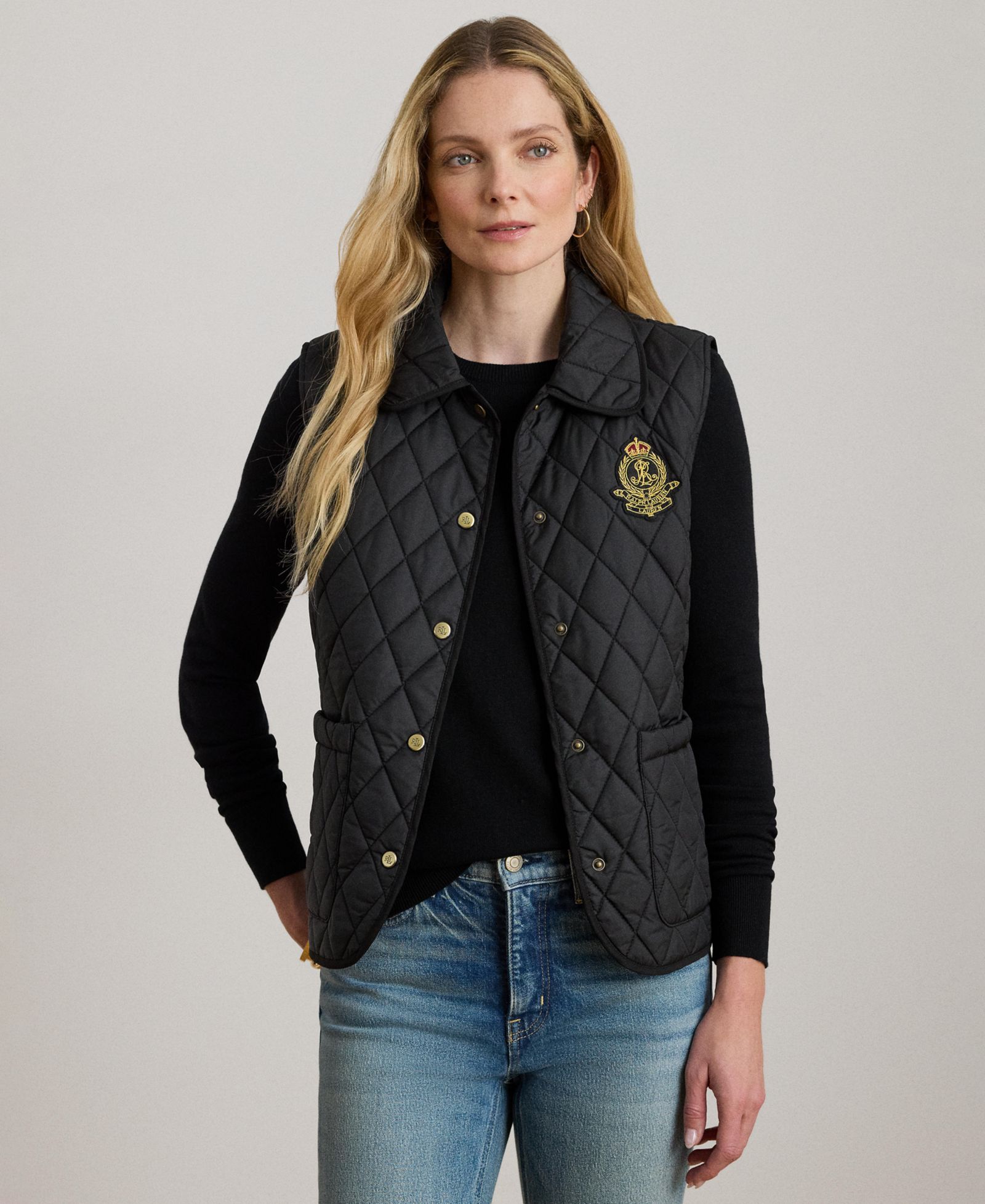 Женский жилет Lauren Ralph Lauren Crest Patch Diamond Quilted