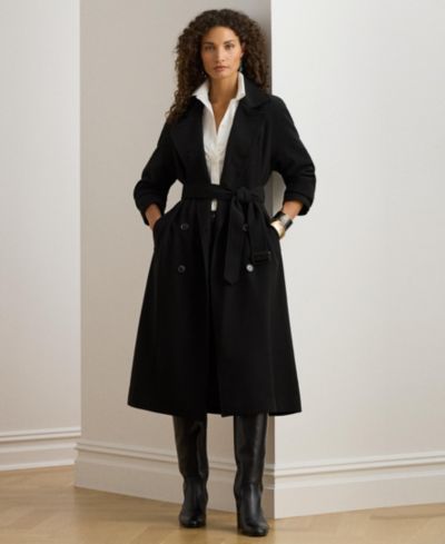 Lauren Ralph Lauren Женское двубортное тренч-пальто с поясом из крепа