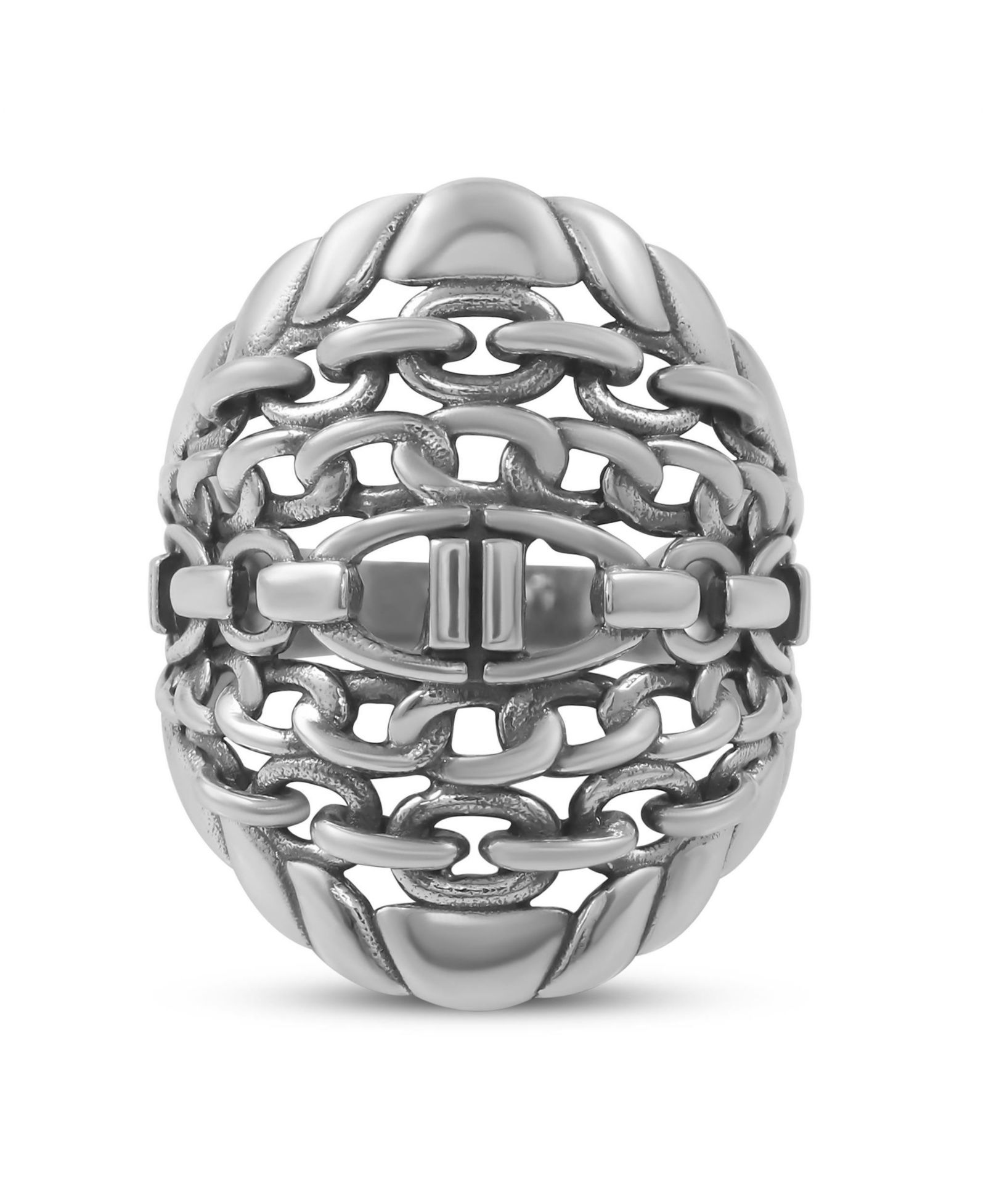 American West Jewelry Sterling Stirrup Chain Ring, Size 5