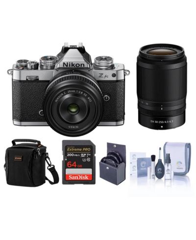 Nikon Z fc DX Camera, Silver,w/28mm f/2.8 SE  50-250mm Lens,Included Value