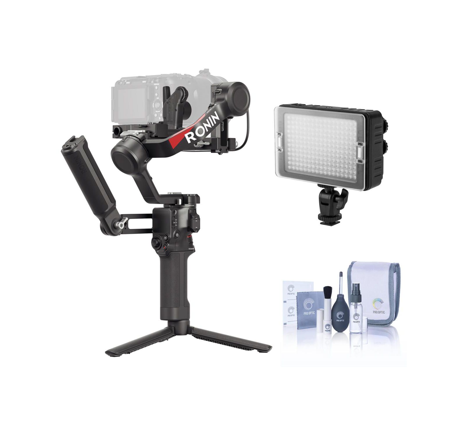 DJI RS 4 Combo, Bundle with On-Camera LED Light and Cleaning Kit