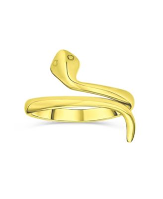 Bling Jewelry Stackable Midi 1MM Wrap Band Snake Ring Gold Plated .925 Sterling Silver