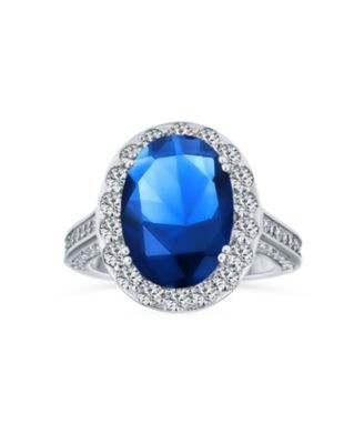 Bling Jewelry Vintage Style 6CT Oval Halo CZ Cubic Zirconia Engagement Cocktail Ring Sterling Silver Pave Side Stones