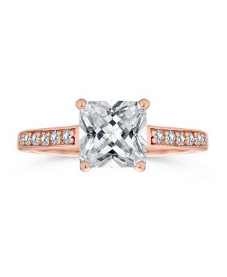 Bling Jewelry Classic 2.5CT Princess Cut CZ Solitaire Engagement Ring with Pave Band Rose Gold Plated Sterling Silver