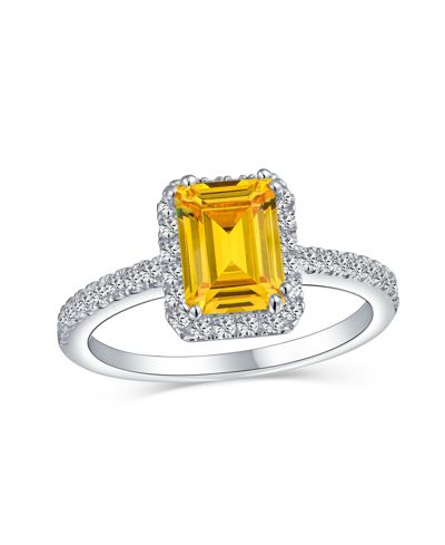 Помолвочное кольцо Bling Jewelry Art Deco Style Halo CZ Emerald Cut