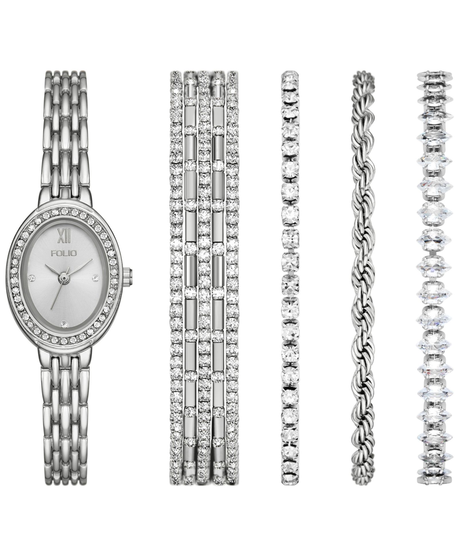 Набор женских кварцевых часов Folio Silver Alloy, 23mm