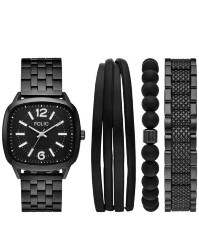Мужские часы Folio Quartz Three-Hand Black Alloy, 40mm